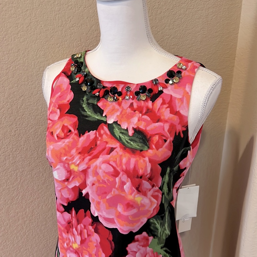 NEW Eliza J Floral A-Line Sleeveless Sheath Dress - Picture 3 of 16